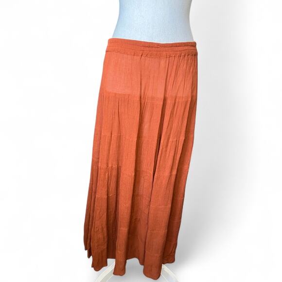 French gear vintage burnt orange boho maxi skirt whimsigoth fall hippie pockets - Picture 3 of 9
